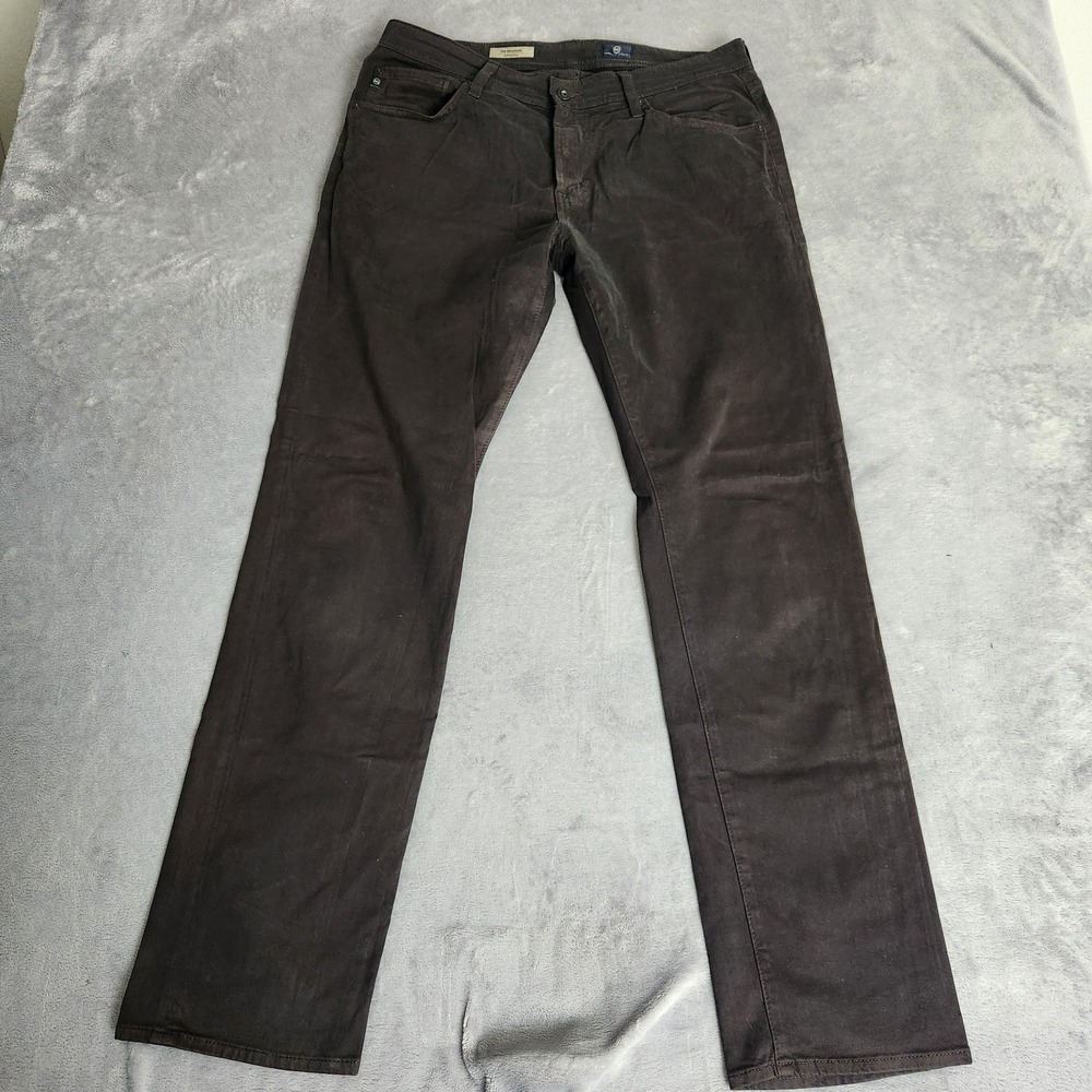 AG Adriano Goldschmied THE GRADUATE Pants 33x32 Dark Grey Sueded Sateen Luxury